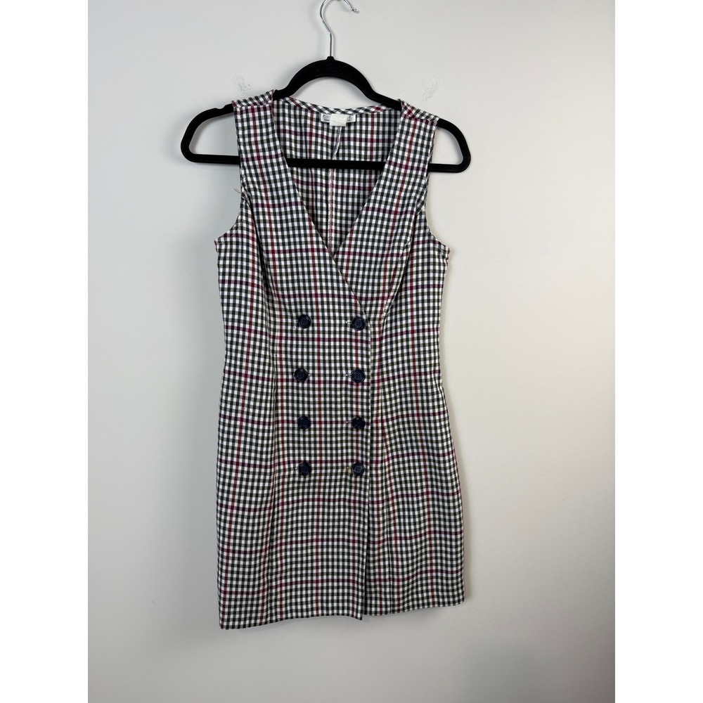 Rampage r-wear Plaid Dress Juniors Double Breasted Button Down Sleeveless V-Neck